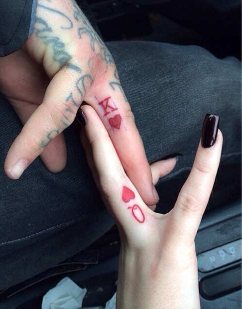 Red Ink King and Queen Tattoos for Couples
