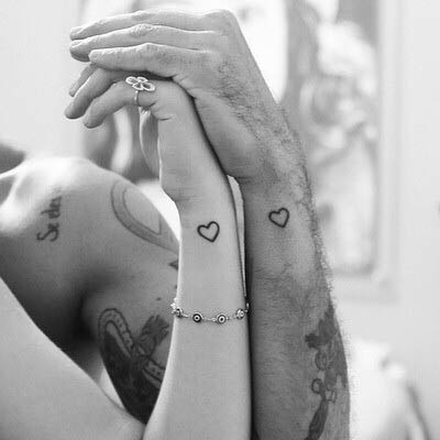 Tiny Hearts Couple Tattoos