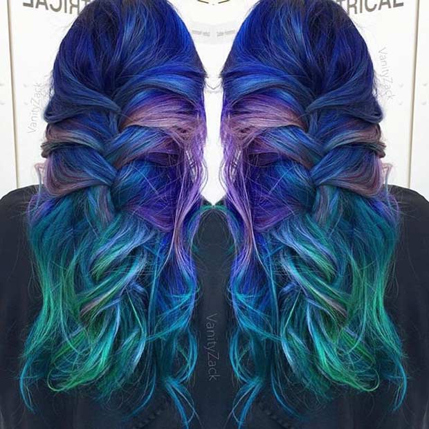 Blue and Green Mermaid Hair Color Idea
