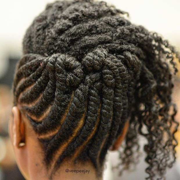 Flat Twist and Twist Out Updo Hairstyle
