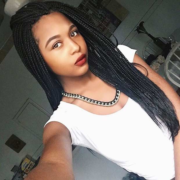 Simple Micro Braids Style for Black Women