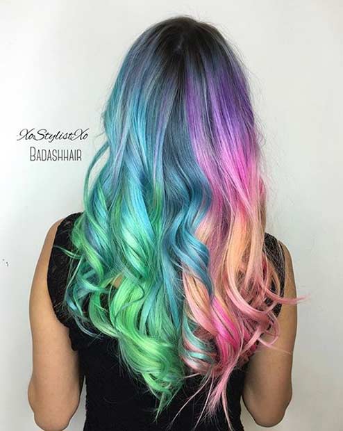 Colorful Rainbow Hair Color Idea