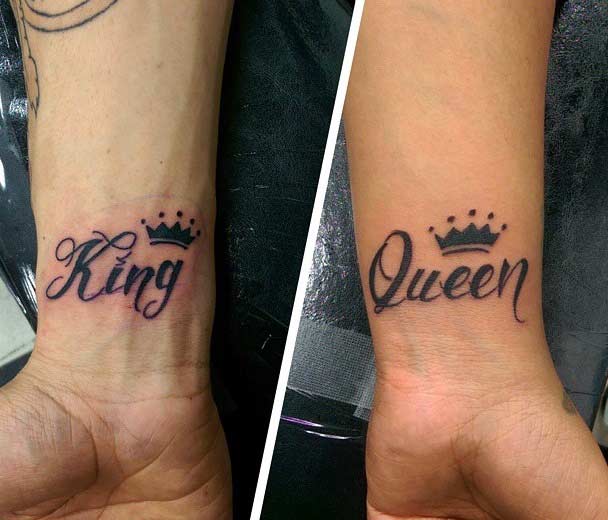 King Queen Wrist Tattoo Designs