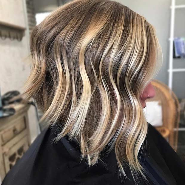 Inverted Bob with Blonde Highlights