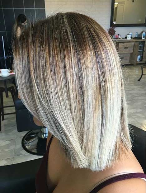 Blonde Blunt Lob Haircut