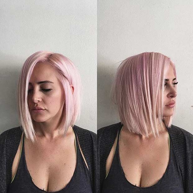 Modern Pink Blunt Lob Haircut
