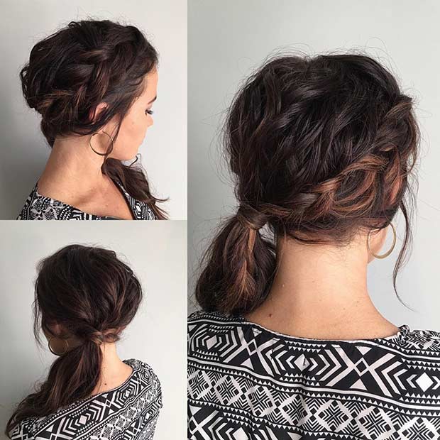 Braid into a Side Ponytail Prom Hairstyle