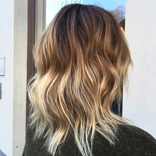 Wavy Balayage Long Bob Hairstyle