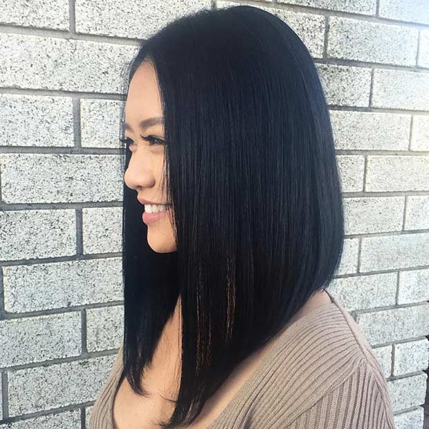 Straight Long Angled Lob Haircut