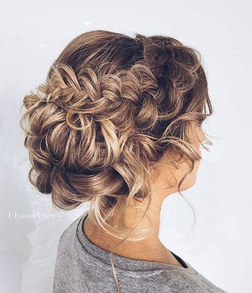 Messy Braided Updo for Prom