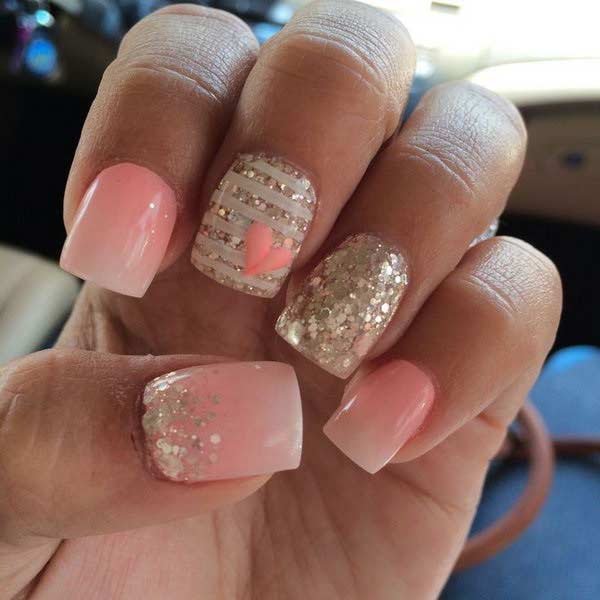 Pink and Gold Summer Nails