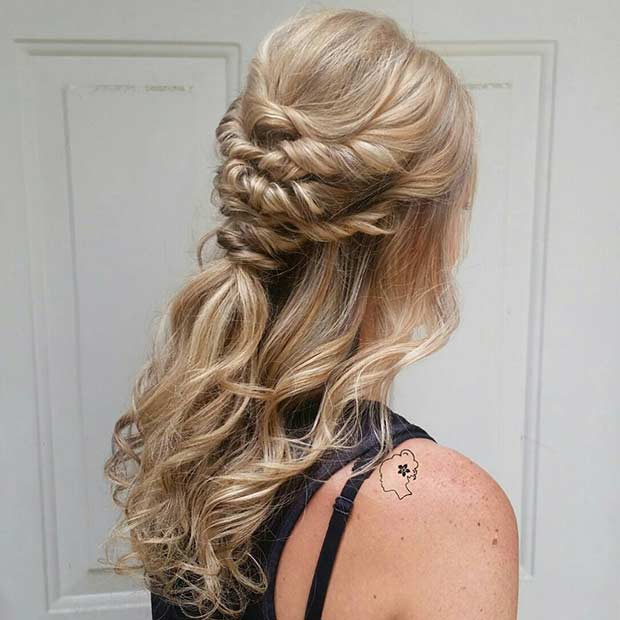 wedding updos long hair half up half down