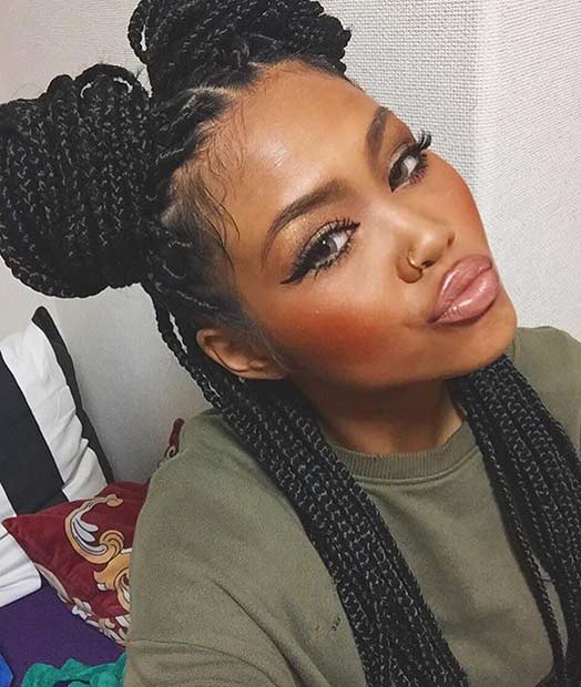 Cute and Girly Poetic Justice Braids Half Updo