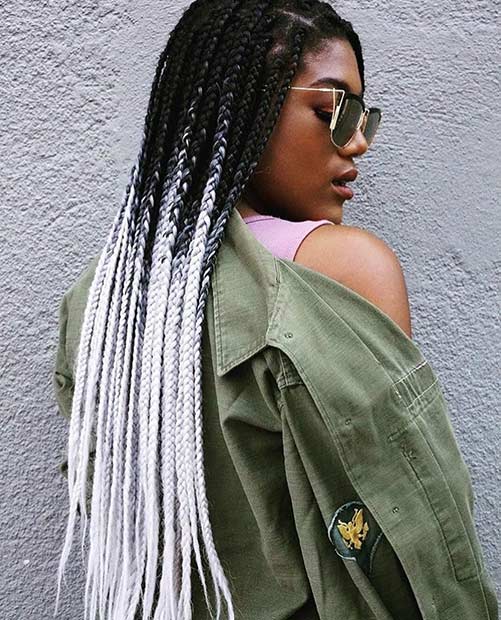 Black and White Ombre Poetic Justice Braids