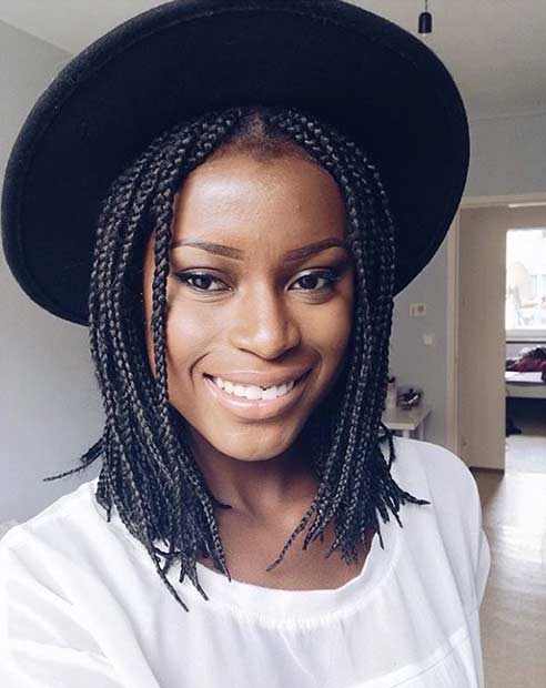 Small Bob Poetic Justice Braids with Hat