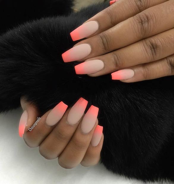 Matte Summer Nail Design for Long Nails