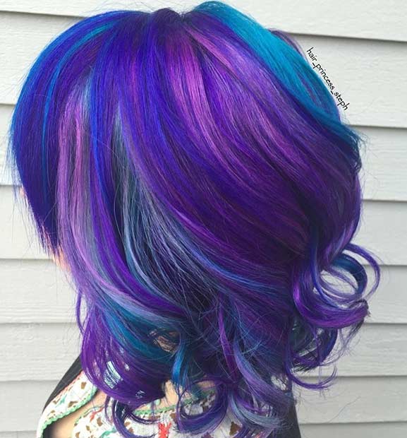 short blue and purple hair