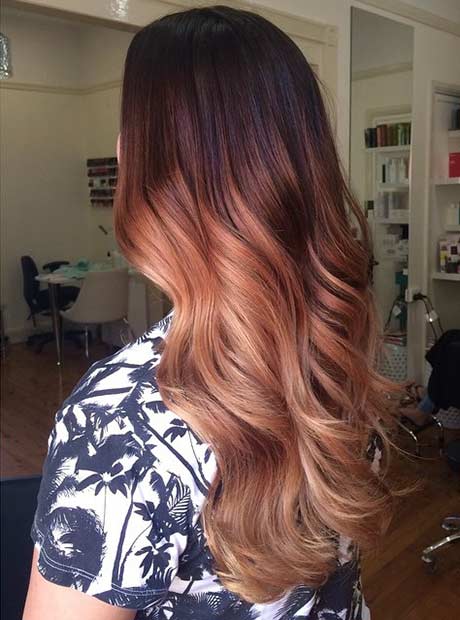 Copper Rose Gold Balayage Hair