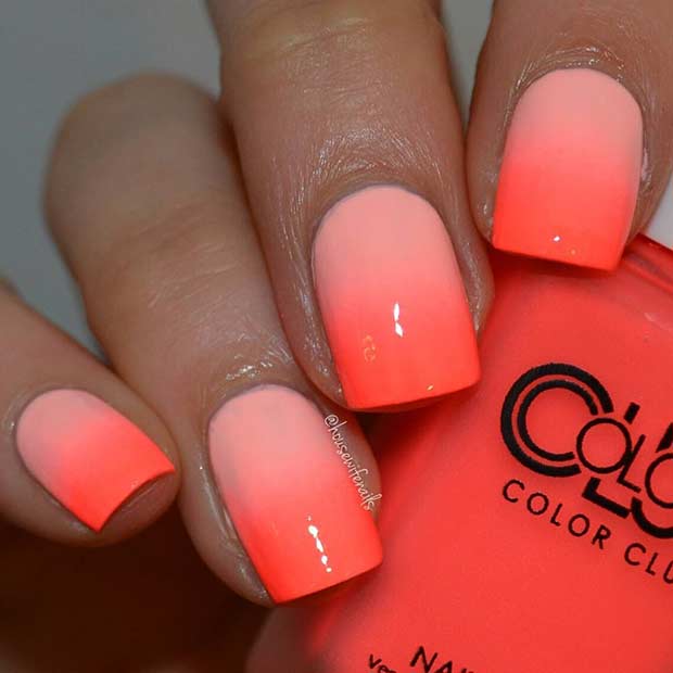 Summer Neon Orange Ombre Nails