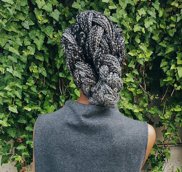 Grey Poetic Justice Braids into a Braided Updo