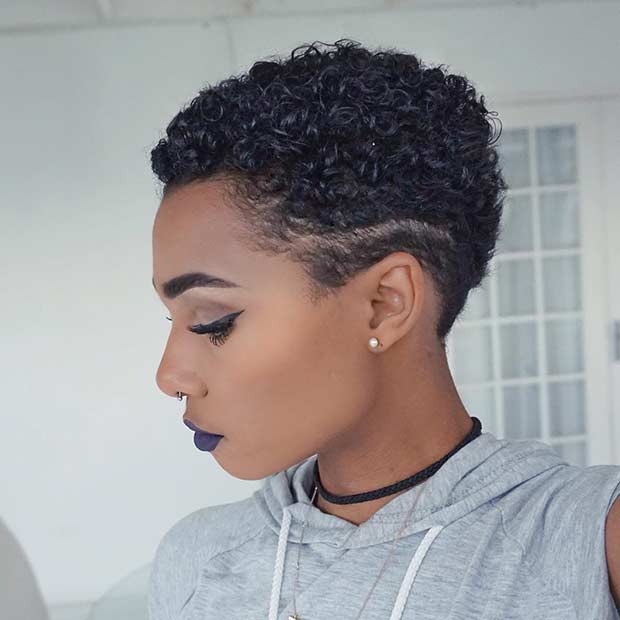 Natural Curly TWA Haircut for Black Women