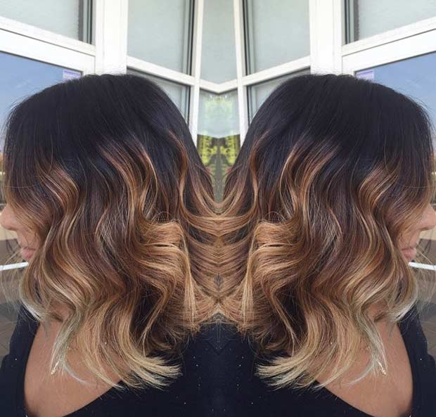 Golden Caramel Balayage Highlights on Bob Haircut