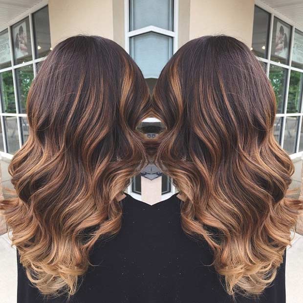 Caramel Balayage Ombre on Brunette Hair