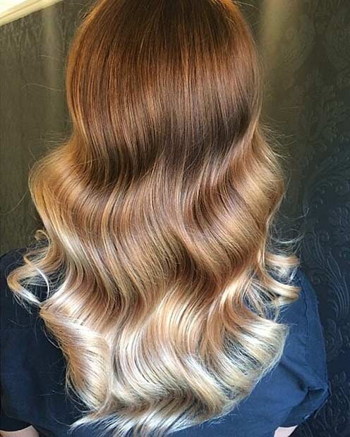 Copper and Blonde Balayage Hair