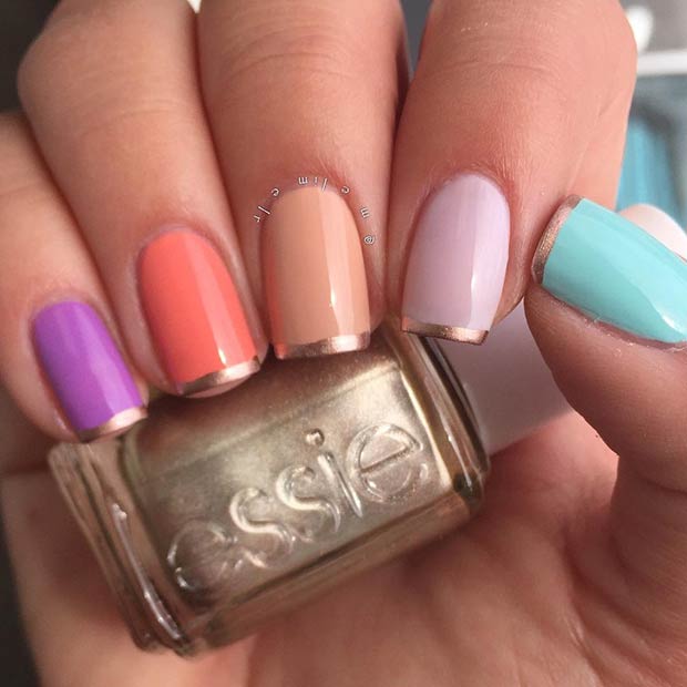 Colorful French Tip Nail Design with a Twist