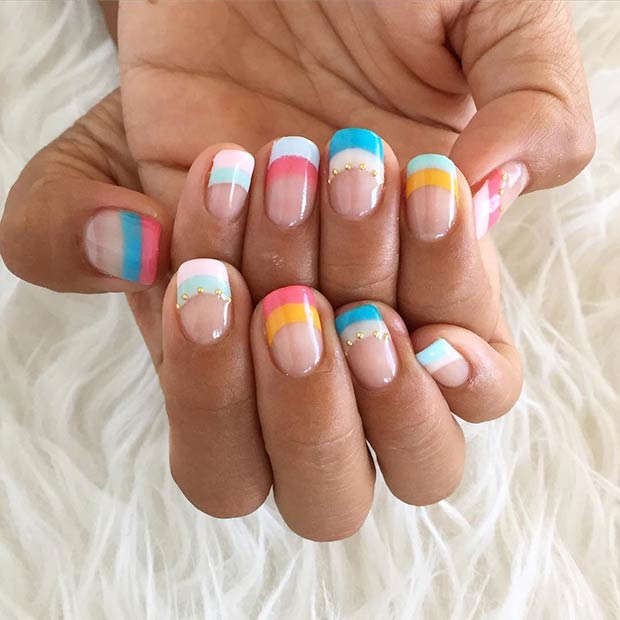 Easy Striped Nail Design for Summer