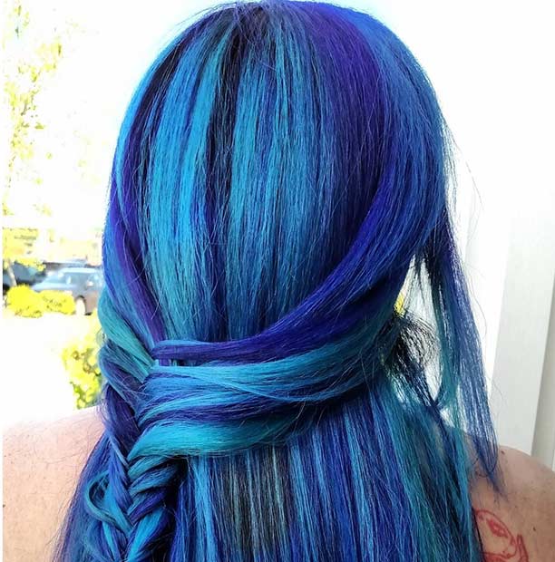 teal and purple highlights