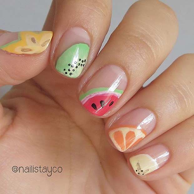 Cute Fruit Nail Design for Summer