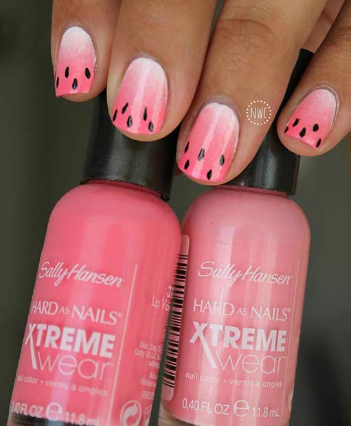 Pink Gradient Watermelon Nails