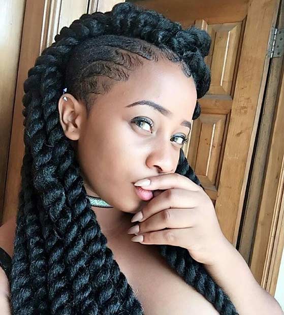 Shaved Crochet Twists Hairstyle