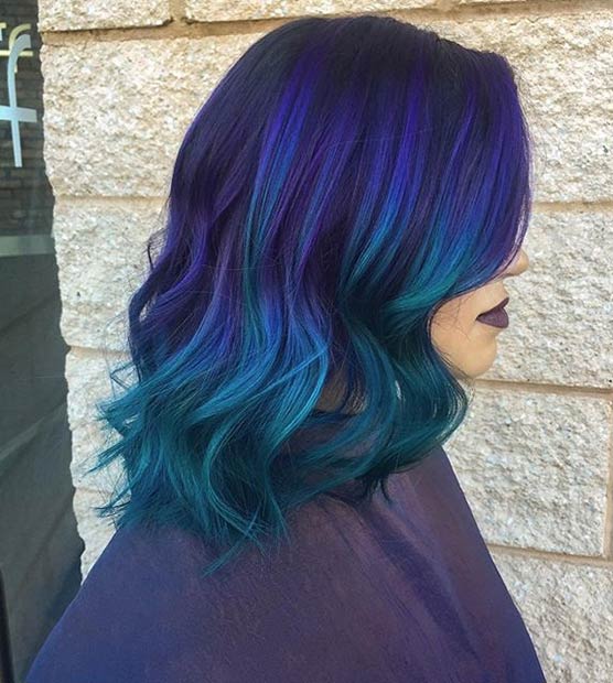 purple and light blue hair