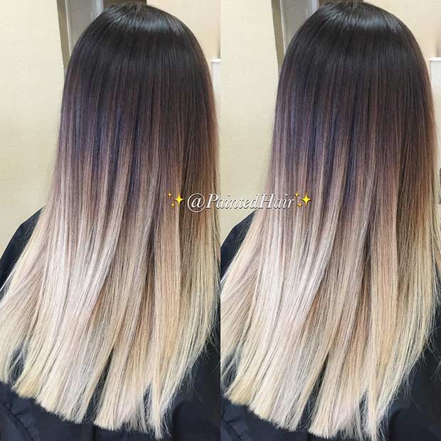 Blonde Ombre Balayage on Dark Brunette Hair