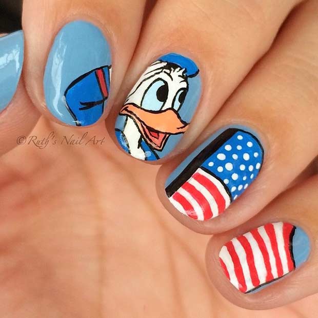 Cute Disney Nail Design for the 4th Of July