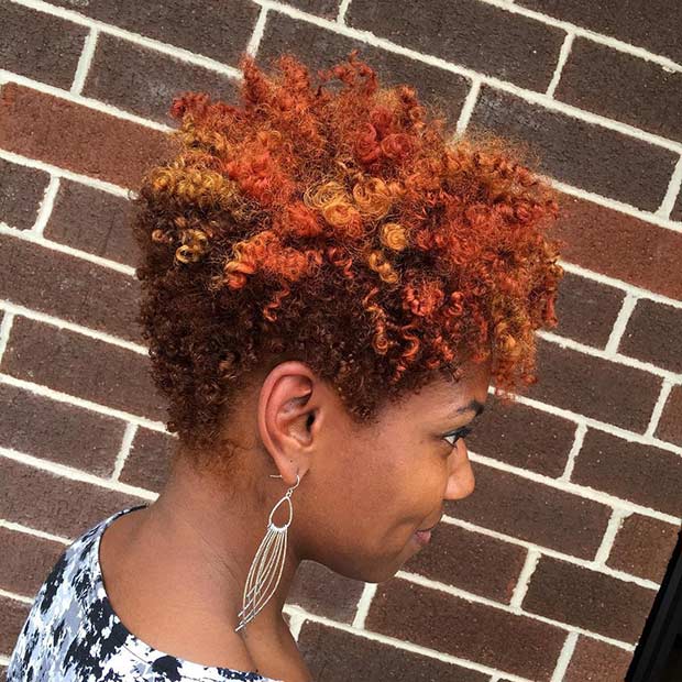 Curly African American Haircut with Color