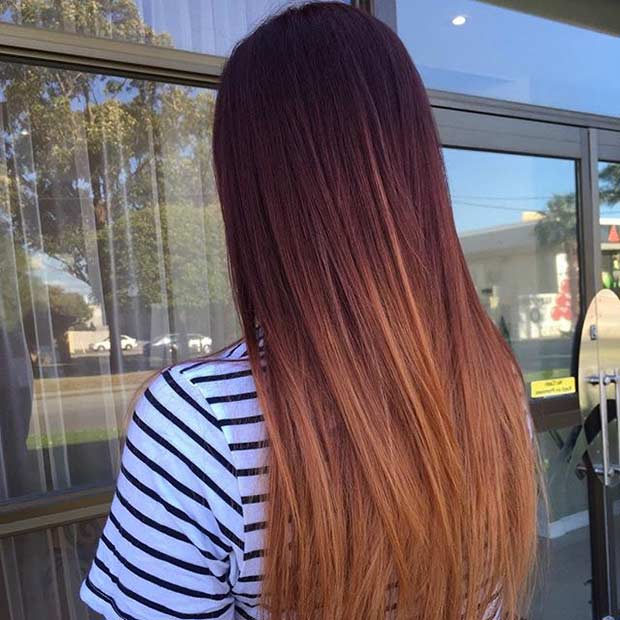 Mahogany Copper and Honey Balayage Hair