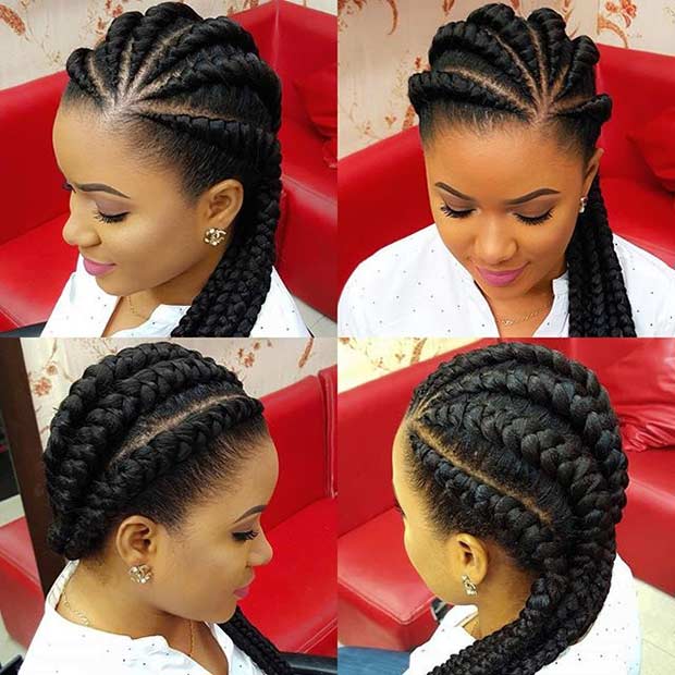 Ghana Braids or Banana cornrows: ideas of African hairstyles