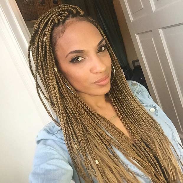Small Caramel Poetic Justice Braids with Beads