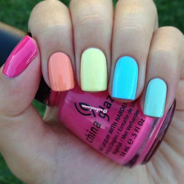 Simple Colorful Nail Design for Summer