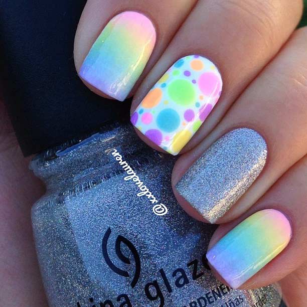 Rainbow Ombre Nail Design for Summer