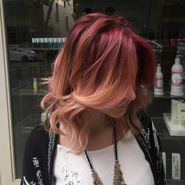 red and blonde ombre hair