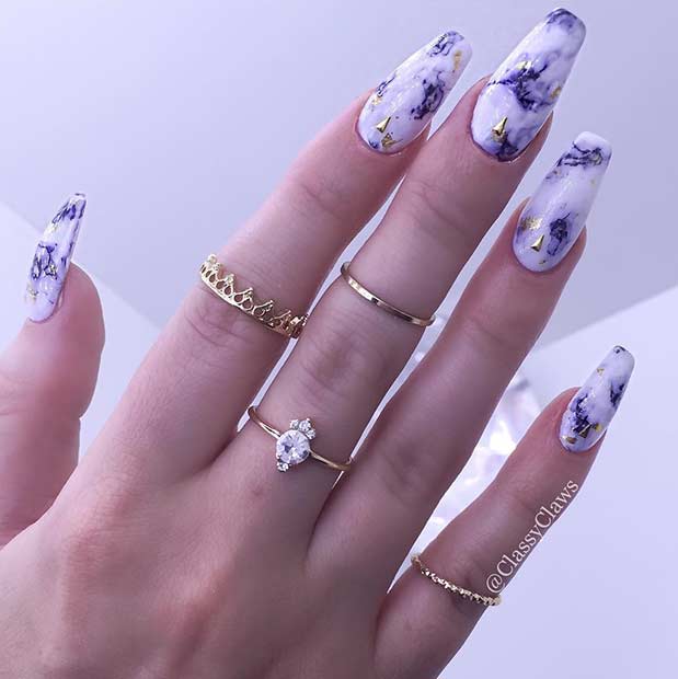 Marble Coffin Nail Design