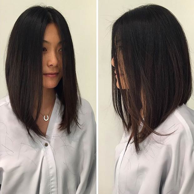 Straight Angled Long Bob Hairstyle