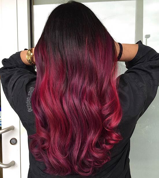 Black to Dark Red Ombre Hair