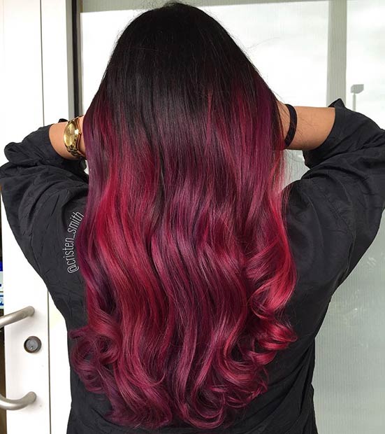 red purple ombre hair color