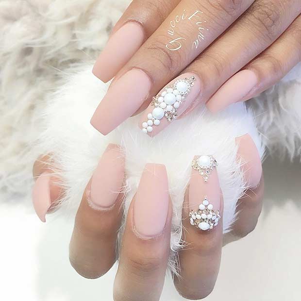 Neutral Matte Coffin Nail Design