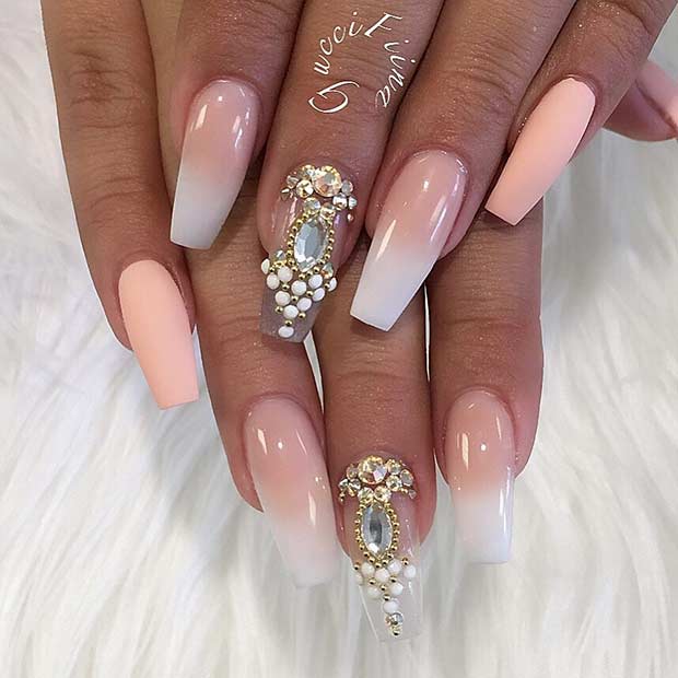 French Ombre Coffin Nail Design